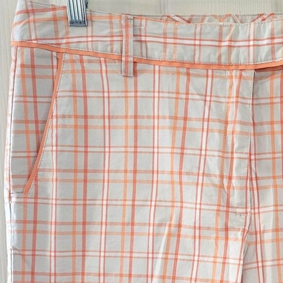 Lady Hagen Women's Sz 8 Orange Plaid MidRise Cotton Golf Bermuda Modest Shorts - Picture 3 of 8